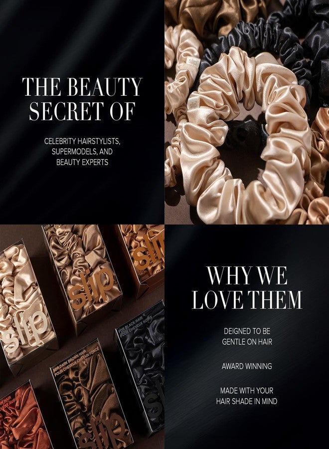 slip Back to Basics Light Brown Midi & Large Scrunchie Set | Includes 2 Midi & 1 Large Pure Silk Scrunchies | 100% Mulberry Silk, Anti-Crease, Hair-Friendly, Reduces Breakage | Stylish & Durable - Image 3