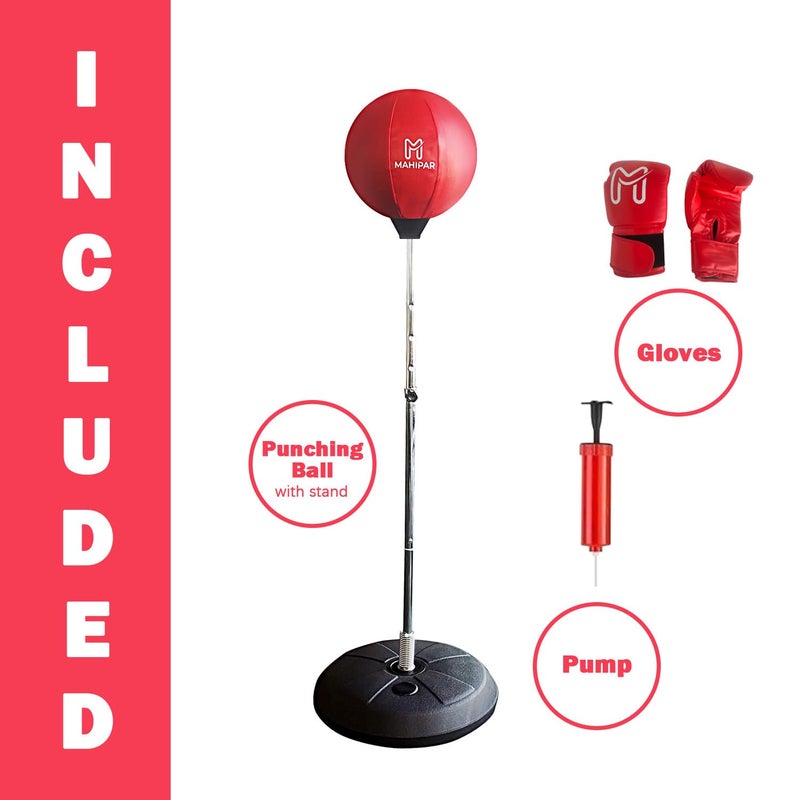 MAHIPAR Punching Bag with Stand for Kickboxing, MMA & Reflex Training â€“ Freestanding Heavy Bag Boxing Set with Speed Bag & Gloves â€“ Adjustable Height for Adults & Teens â€“ Great for Cardio - Image 3
