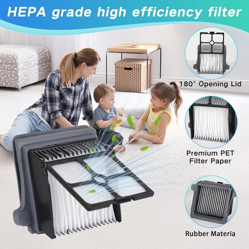 أجزاء استبدال الفرشاة الدوارة والمرشحات لمكنسة Tineco Floor One S5 Steam/IFloor 5 Steam اللاسلكية الرطبة والجافة - 2 فرشاة دوارة + 4 مرشحات HEPA + 1 فرشاة تنظيف (7 قطع) - Image 5