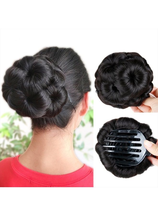 HANNE Hair Chignon Pony Tail Bun Artificial Synthetic Tress Claw In Ponytail Hair Extension Women's Hairpiece (Natural Black) - Image 1