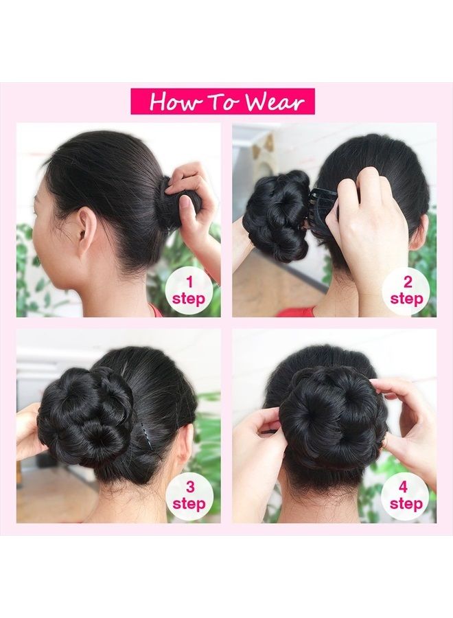 HANNE Hair Chignon Pony Tail Bun Artificial Synthetic Tress Claw In Ponytail Hair Extension Women's Hairpiece (Natural Black) - Image 2