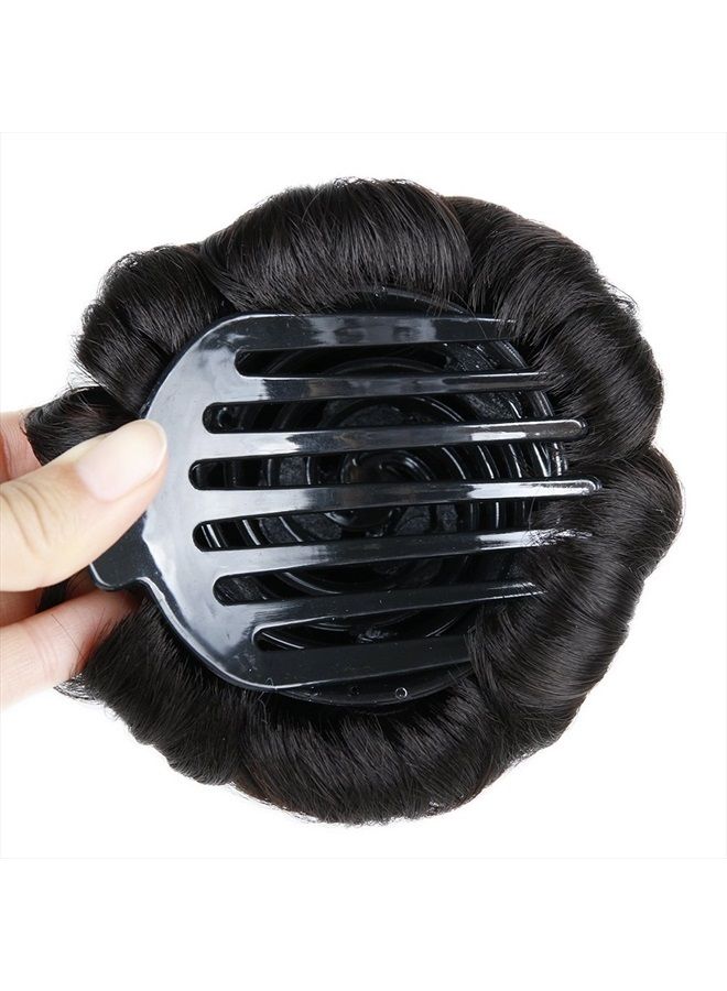 HANNE Hair Chignon Pony Tail Bun Artificial Synthetic Tress Claw In Ponytail Hair Extension Women's Hairpiece (Natural Black) - Image 5
