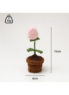 Wool Finished Small Potted Crocheted Artificial Flower Decorative Creative Gift Ornaments Cute Pea Sagittarius Rabbit Ornaments-Color:Strawberry Light Flesh Powder Light Military Green Light Coffee Pot Cute Four