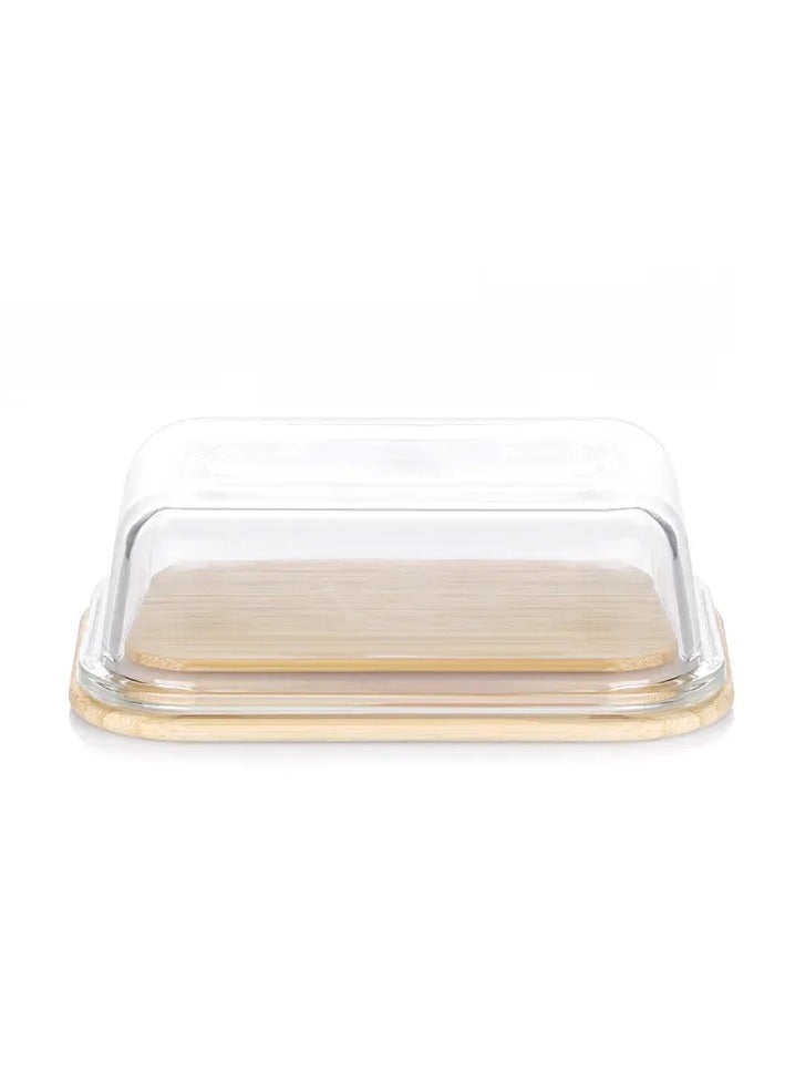 Mirolex Square glass tray with wooden lid, 1 liter - Image 2