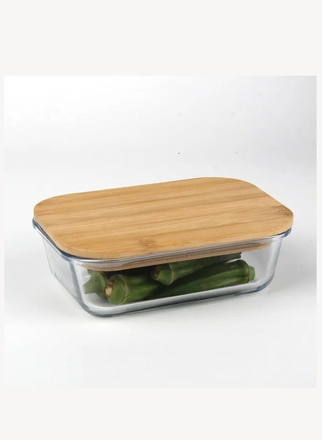 Mirolex Square glass tray with wooden lid, 1 liter - Image 3