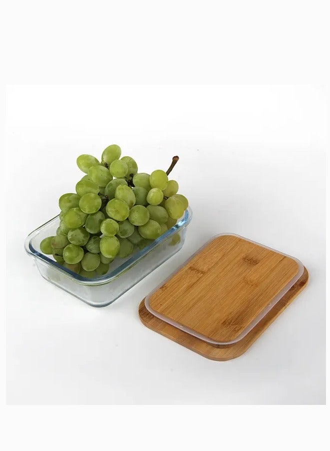 Mirolex Square glass tray with wooden lid, 1 liter - Image 4