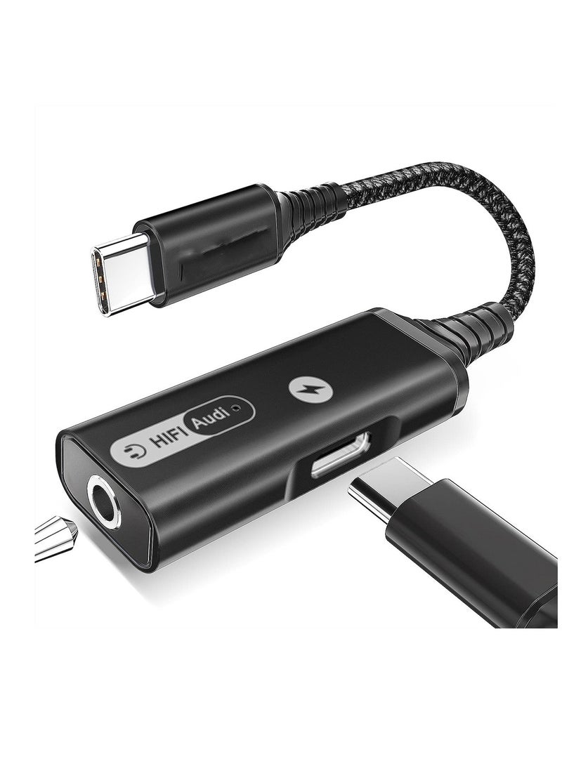 Excefore USB C to 3.5mm Headphone and Charger Adapter, Type C Headphone Adapter,  2-in-1 USB C to AUX Mic Jack with PD 60W Fast Charging, Compatible with Samsung Galaxy S22/S23 Ultra/Note20, Pixel 6, iPad Pro - Image 1