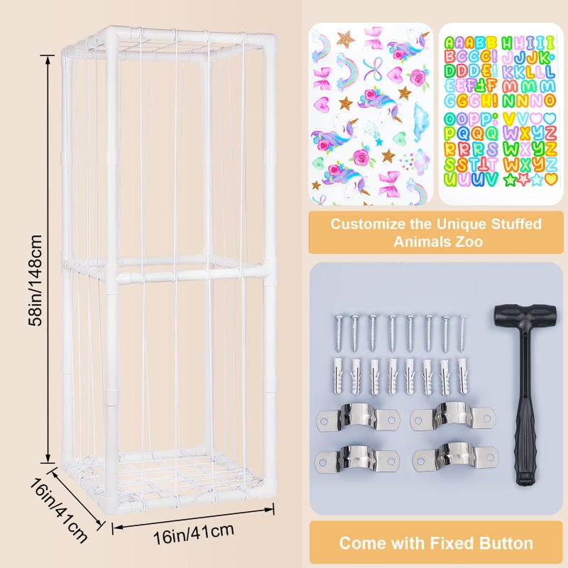 FIOBEE Stuffed Animals Storage Zoo Thicken PVC Tube Storage Organizer with Elastic Band Large Stuffed Animals Holder for Bedroom Living Room Furniture Plush Storage, White - Image 5