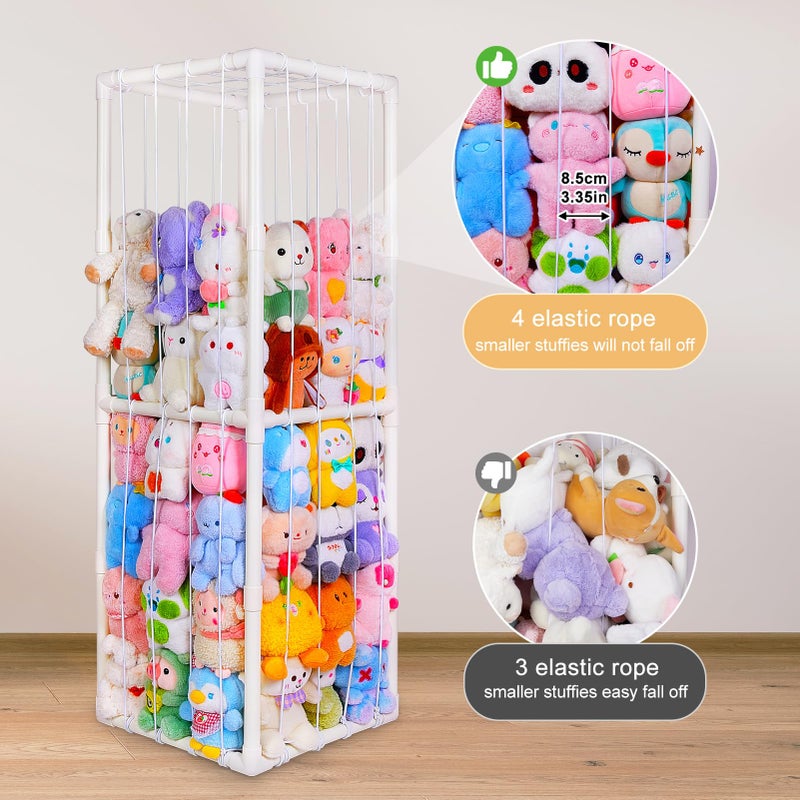 FIOBEE Stuffed Animals Storage Zoo Thicken PVC Tube Storage Organizer with Elastic Band Large Stuffed Animals Holder for Bedroom Living Room Furniture Plush Storage, White - Image 3