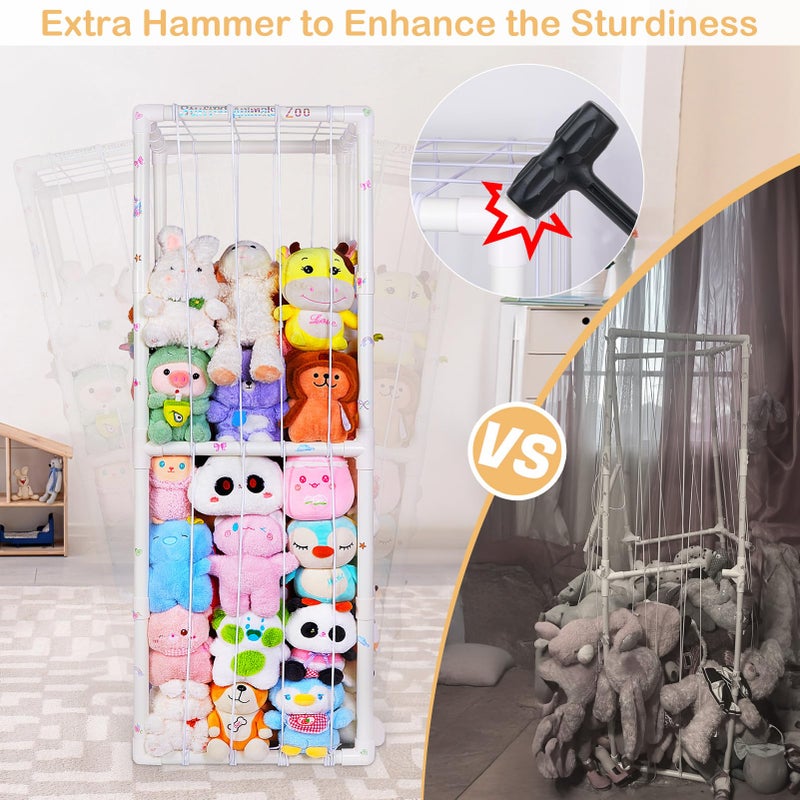 FIOBEE Stuffed Animals Storage Zoo Thicken PVC Tube Storage Organizer with Elastic Band Large Stuffed Animals Holder for Bedroom Living Room Furniture Plush Storage, White - Image 2