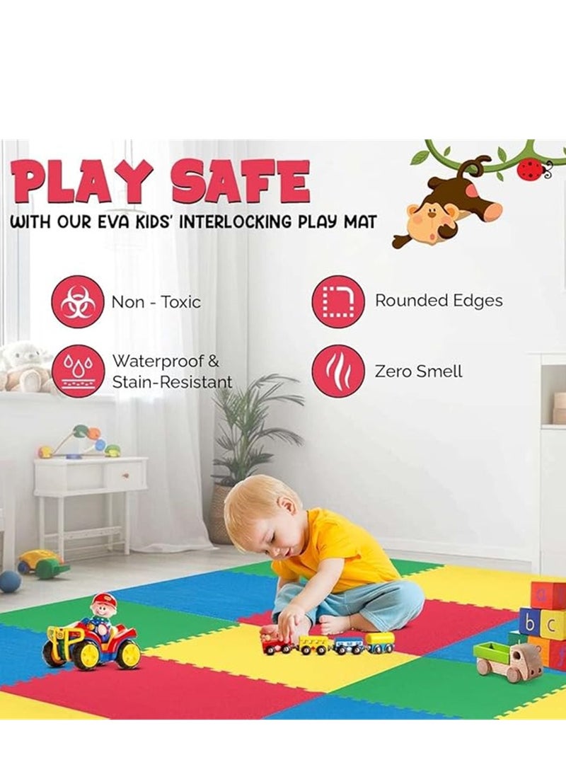 12 حزمة لغز أرضية حصيرة ، 60 × 60 سم إيفا رغوة أرضية Playmats مع سمك 2.5 سم ، الألعاب للأطفال حماية الأرضيات ممارسة حصيرة ، للرياضات المنزلية ، معدات التمرين ، تمرين اليوغا ، صالات الألعاب الرياضية للأطفال واللعب للأطفال (12 جهاز كمبيوتر شخصي ، 6 أصفر + 6 أزرق عميق) - Image 2