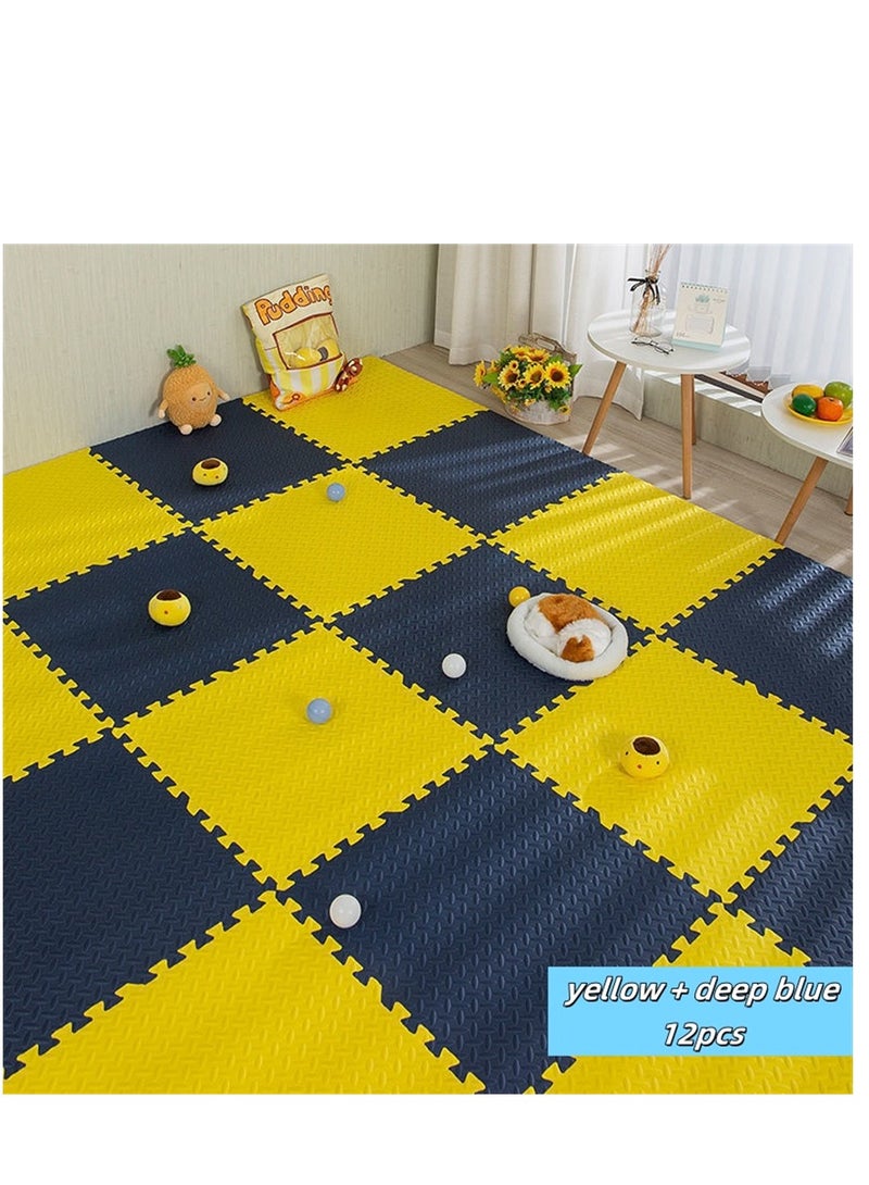 12 حزمة لغز أرضية حصيرة ، 60 × 60 سم إيفا رغوة أرضية Playmats مع سمك 2.5 سم ، الألعاب للأطفال حماية الأرضيات ممارسة حصيرة ، للرياضات المنزلية ، معدات التمرين ، تمرين اليوغا ، صالات الألعاب الرياضية للأطفال واللعب للأطفال (12 جهاز كمبيوتر شخصي ، 6 أصفر + 6 أزرق عميق) - Image 1