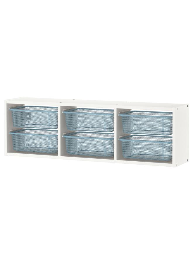 Zaboon Wall storage, white/grey-blue, 99x21x30 cm - Image 1