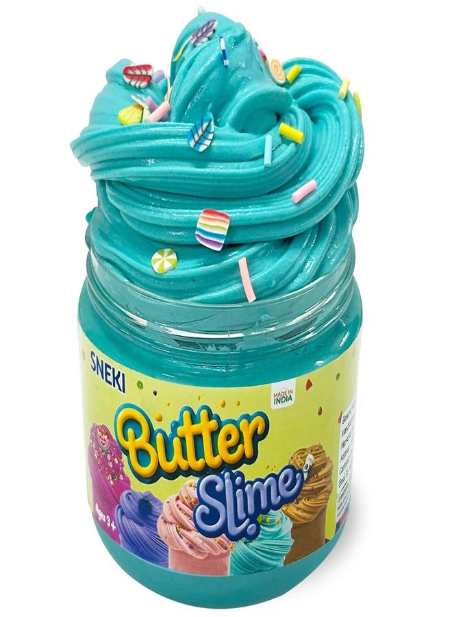 SNEKI Teal Jasmine Scented Butter Slime for Kids 3-10 Years | Soft & Stretchy Engaging Play Kit with Sprinkles & Candy Charms - DIY Slime, Stress-Relief Toy, Birthday Return Gift for Boys & Girls - Image 1