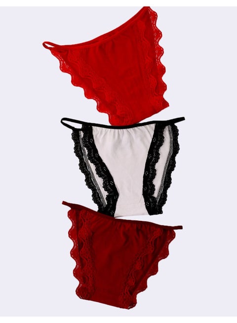 Mesery Bundle OF Three Cotton Panties Dantel
