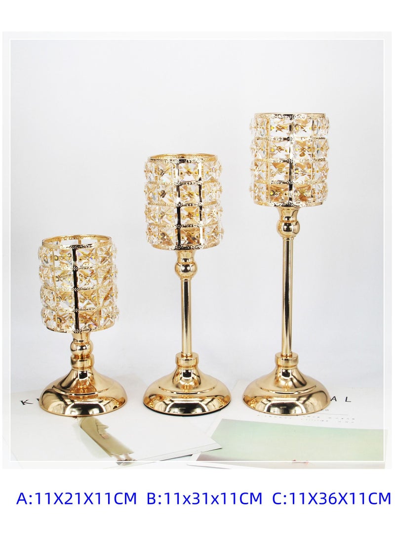 3-Pack Crystal Candle Holders Home Decor Gifts - Image 3