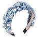 PLwelth Denim Headband Pearl Knotted Hairband for Women Girls Cute Sparkle Diamond Headband Non Slip Embellished Wide Top Knot Hairband for Thin Thick Long Curly Hair Accessories Party Decoration - Image 2