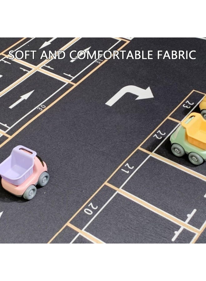 Soofam سجاد لعب للأطفال لسيارات الألعاب، سجاد غرفة اللعب لحركة المرور في المدينة، سجادة تعليمية غير قابلة للانزلاق، سجادة لعب للأطفال في غرفة النوم (أسود) - Image 3