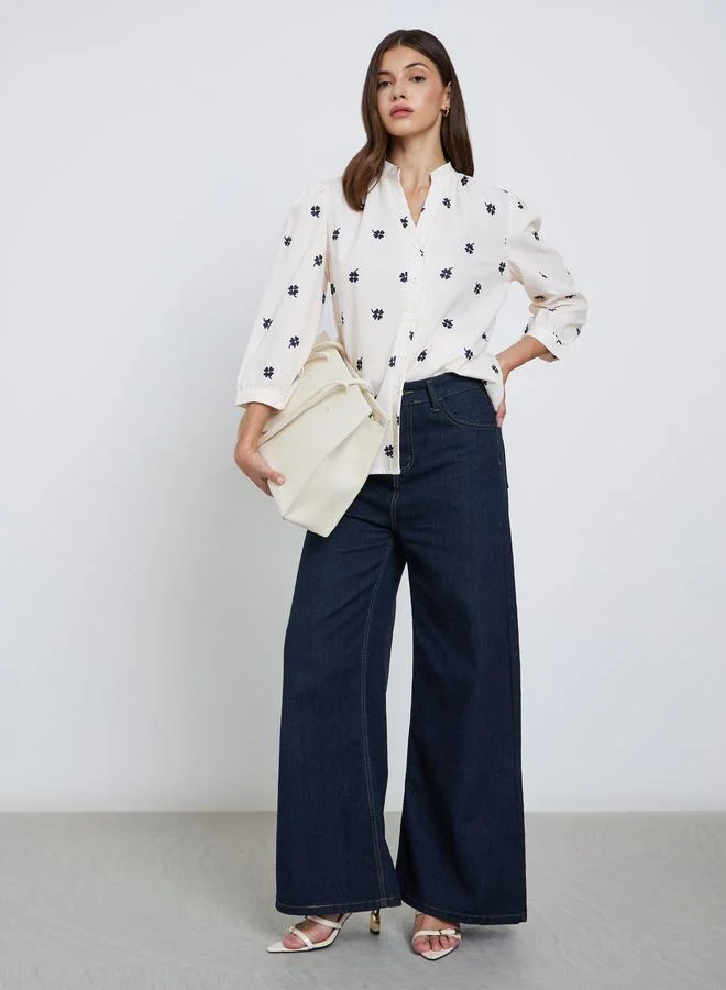 تايك تو بلوزة مُطبعة بالكامل بأكمام طويلة