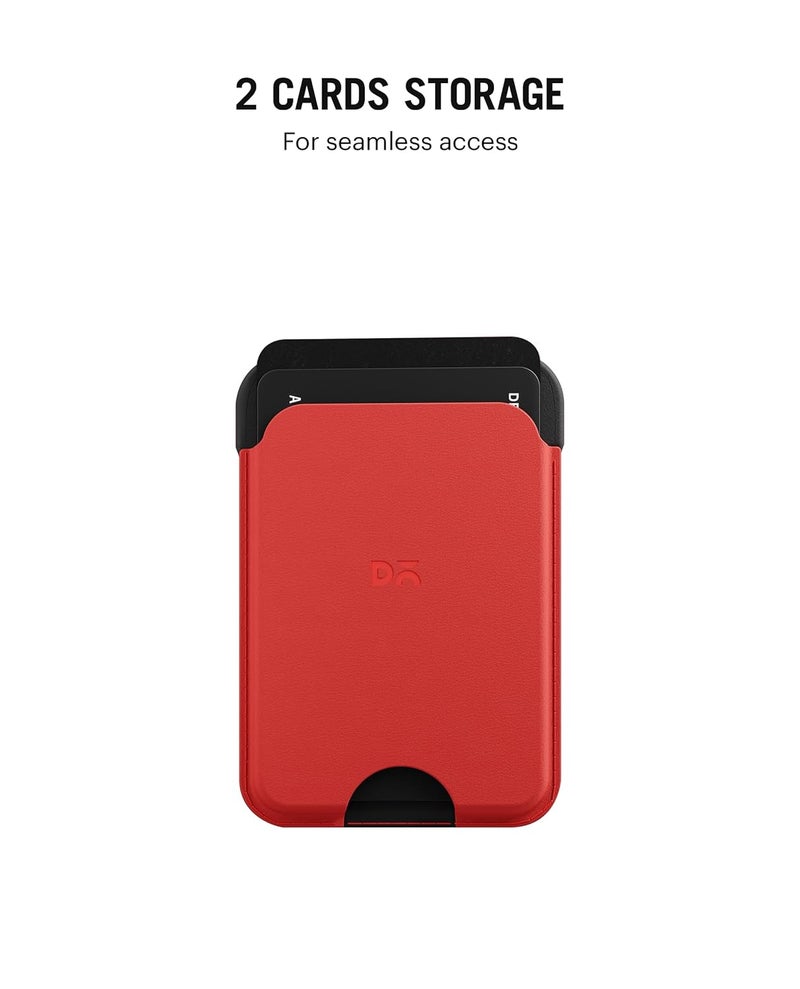 Daily Objects Leather Magnetic Wallet Card Holder | Designed for MagSafe Compatible with iPhone 16, iPhone 15, iPhone 14, iPhone 13, iPhone 12 Models | Premium Design | Full-Grain Leather- Crimson-Grey - Image 3