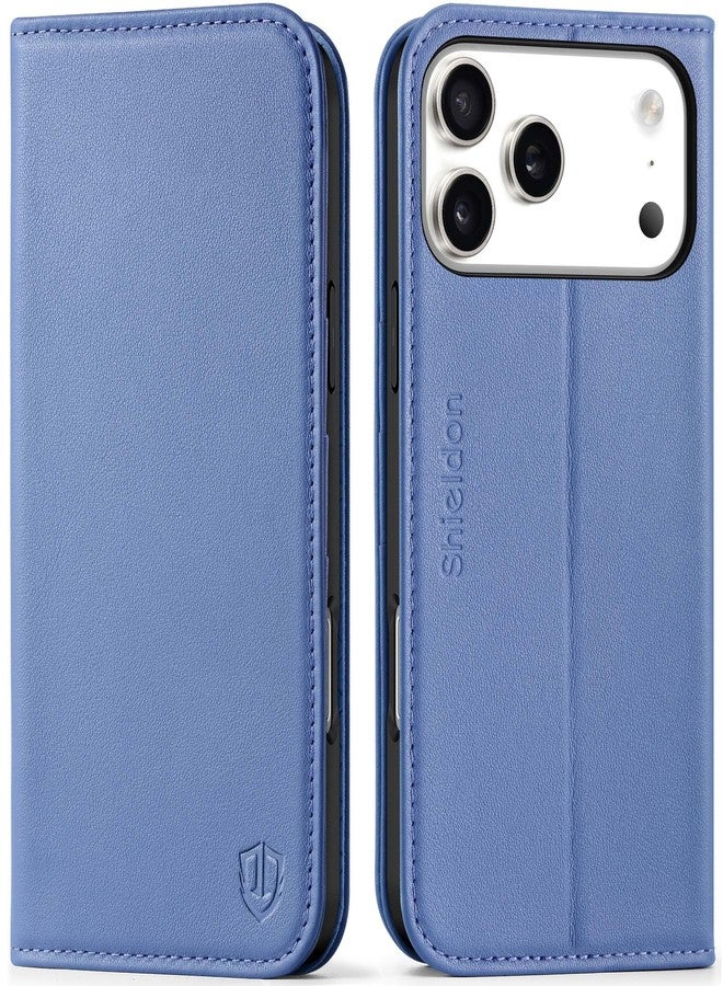 SHIELDON Wallet Case for iPhone 17 Pro Max 6.9-inch, Genuine Leather, RFID Blocking, Card Holder, Magnetic Closure, Viewing Stand, Shockproof TPU Shell, Strap Holes, Flip Cover - Wisteria Purple - Image 1