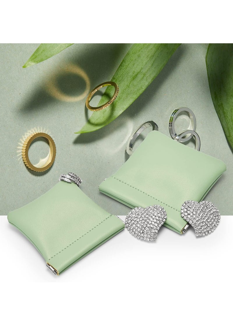 أوزيغالور حقيبة مجوهرات من جلد البولي يوريثان للسفر: حقيبة هدايا للكريسماس وحفلات الزفاف والحفلات (أخضر). - Image 2