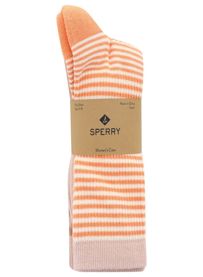 Sperry Womens Cotton Socks - 3 Pair Pack Arch Support And Comfort Cushioning Boat Crew, Pink Assorted, 5-10 US - Image 3