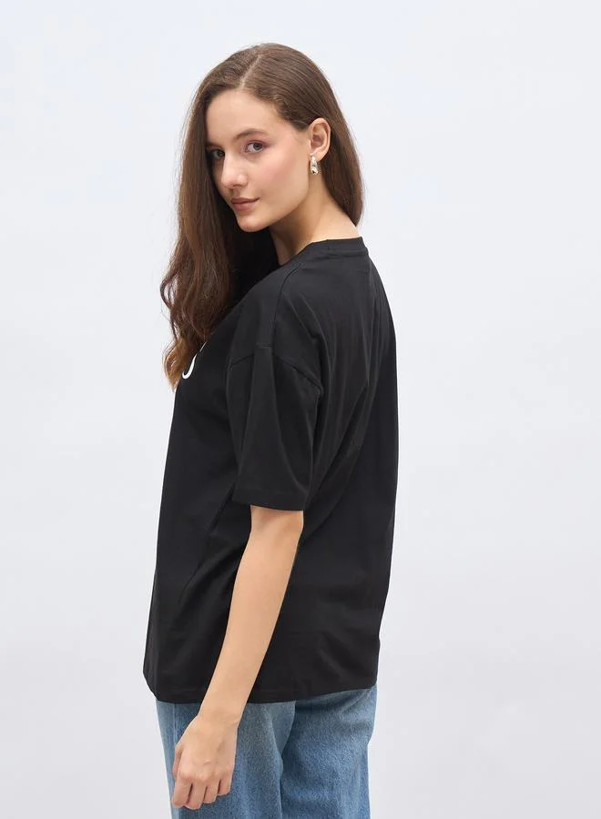 Styli Paris Graphic Print Oversized Longline T-Shirt
