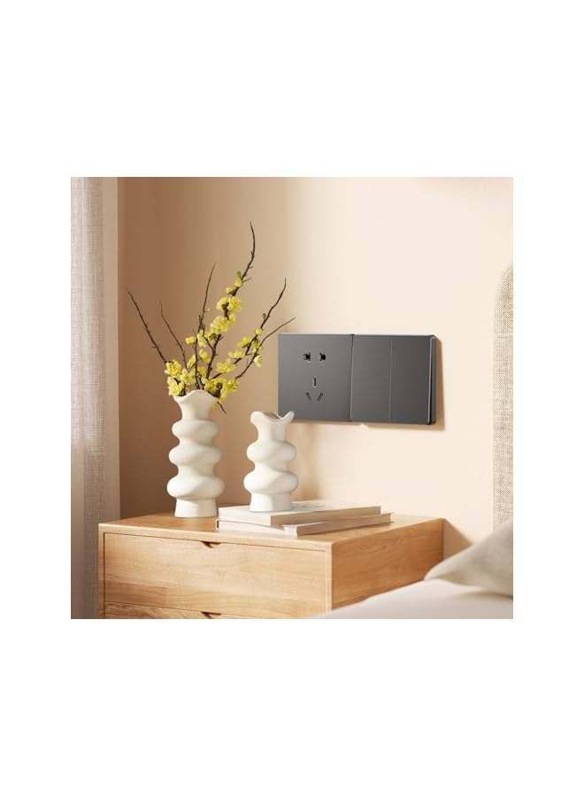 The Bros مجموعة مزهريات سيراميك من 2، مزهريات سيراميك بيضاء حديثة للديكور المنزلي 16 سم و 21.5 سم، مزهرية تجريدية بسيطة لزهور البامبا، مزهرية كريمية جمالية لطاولة العشاء، غرفة المعيشة، الديكور المنزلي - Image 4