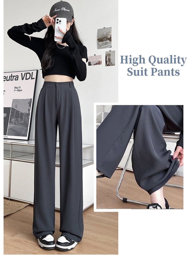 Moovant Women's Business Casual Pants, Suit Pants, Summer New Draping Wear Resistant Straight Leg Pants, Versatile and Stylish, Grey  - Image 3