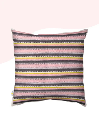Donetella "Decorative Embroidered Cushion Cover Pink/Grey/Black 45x45 Cm (Without Filler)"