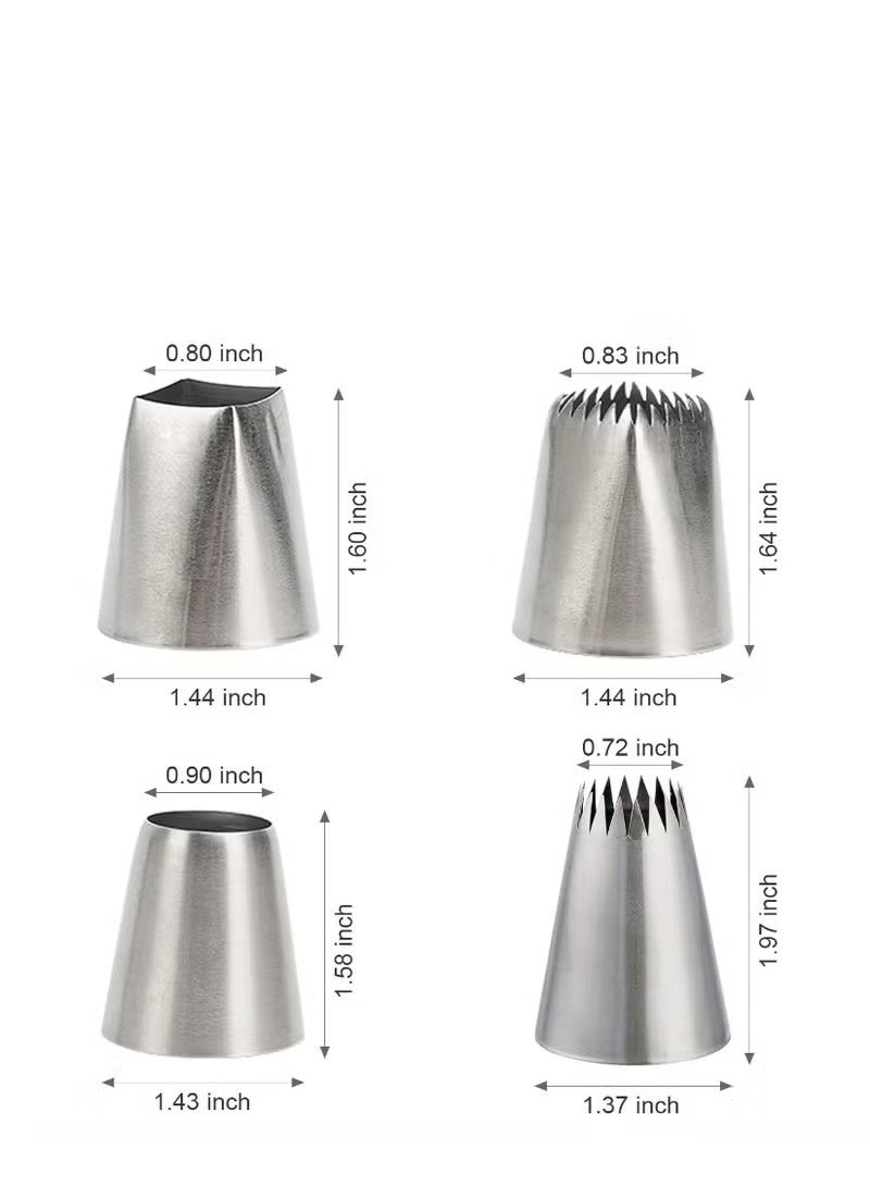 4Pcs Extra Large Piping Tips Set, Stainless Steel Square Round Frosting Tips, Cake Decorating Tips for Cupcakes Pastry Fondant Cakes Decorating - Image 2