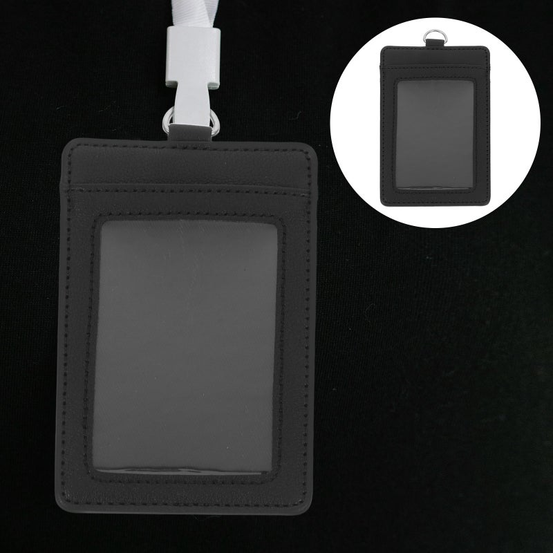 2pcs Card Holder Name Badge Holders Id Card Holder Card Sleeve PU Card Sleeve - Image 1