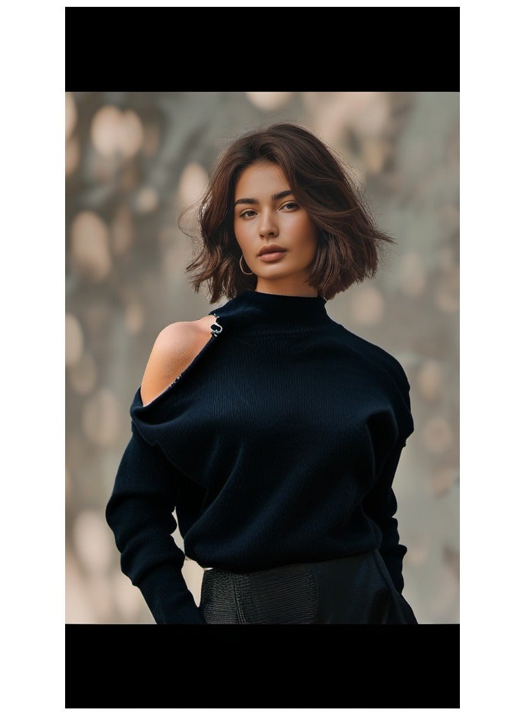 GUESS Guess Women Long Sleeve With High Neck Black Pullover  - Image 2