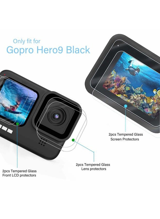 PCTC Ultra Clear Tempered Glass Screen Protector with Lens Protector and LCD Display Film for GoPro Hero 9 Action Camera, 9 Pieces, Black - Image 2