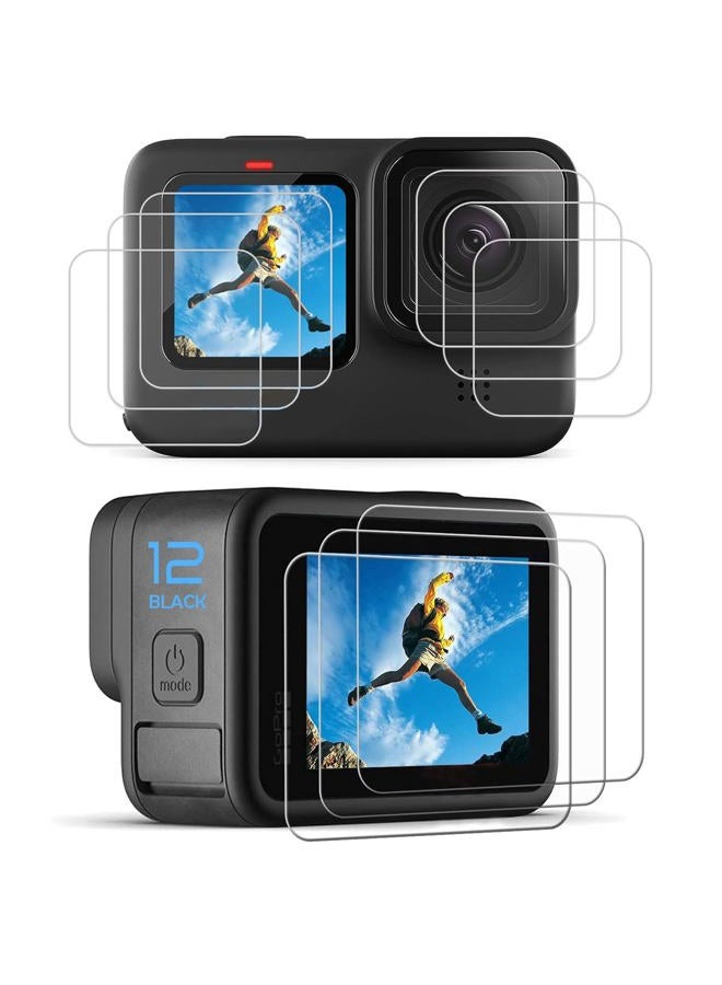 PCTC Ultra Clear Tempered Glass Screen Protector with Lens Protector and LCD Display Film for GoPro Hero 9 Action Camera, 9 Pieces, Black - Image 1