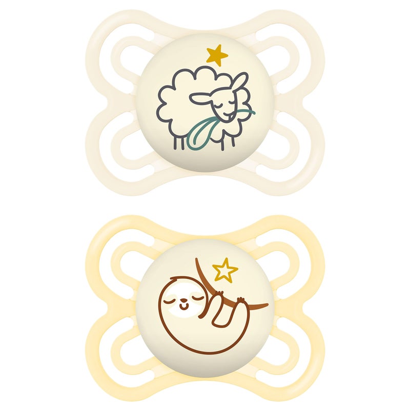 MAM Perfect Night Baby Pacifier, Patented Nipple, Glows in The Dark, 2 Pack, 0-6 Months, Unisex - Image 1