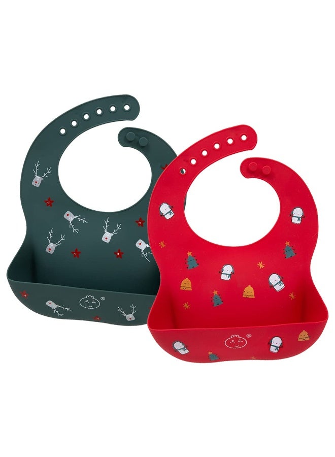 Little Dimsum Baby Bib Silicone Adjustable Waterproof - Soft Comfortable Feeding Bib with Food Catcher for Infants and Toddlers, Easy-Clean Design - Image 1