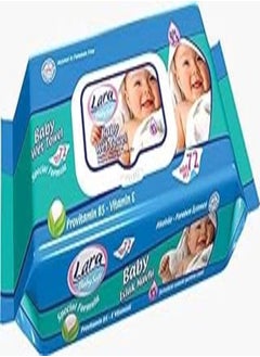 lara Lara Baby Soft Normal Wet Wipes - 72 Pieces - Blue 