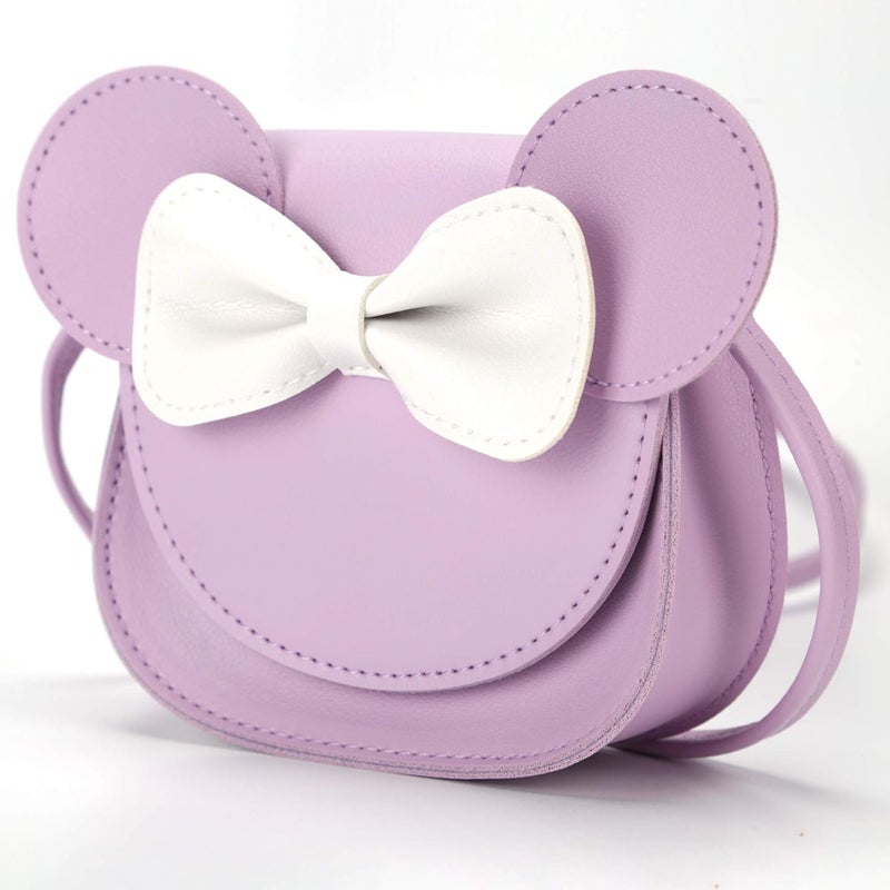 QiMing Little Mouse Ear Bow Crossbody Purse,PU Shoulder Handbag for Kids Girls Toddlers - Image 2