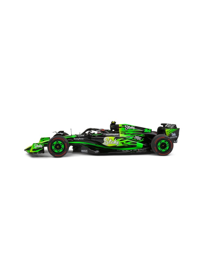 Solido KICK Sauber F1 Team C44 Las Vegas GP 2024 V. Bottas Diecast Model Car, 1:18 Scale Formula 1 Race Car, Black Collector Display Model with Directional Wheels and No Openings - Image 4