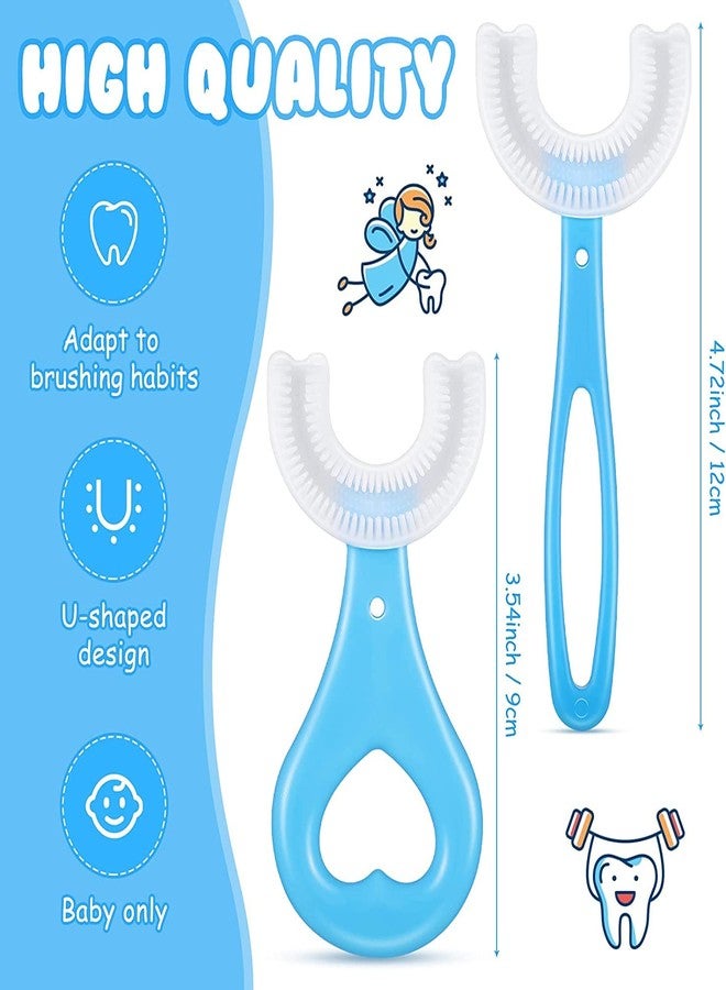 OCER 2 Pack U-Shaped Manual Toothbrush Kids, Food Grade Soft Silicone Brush Head, 360? Oral Teeth Cleaning Design Toddlers And Children For Kids 2-12 Years Old (Pink) (Blue) - Image 4