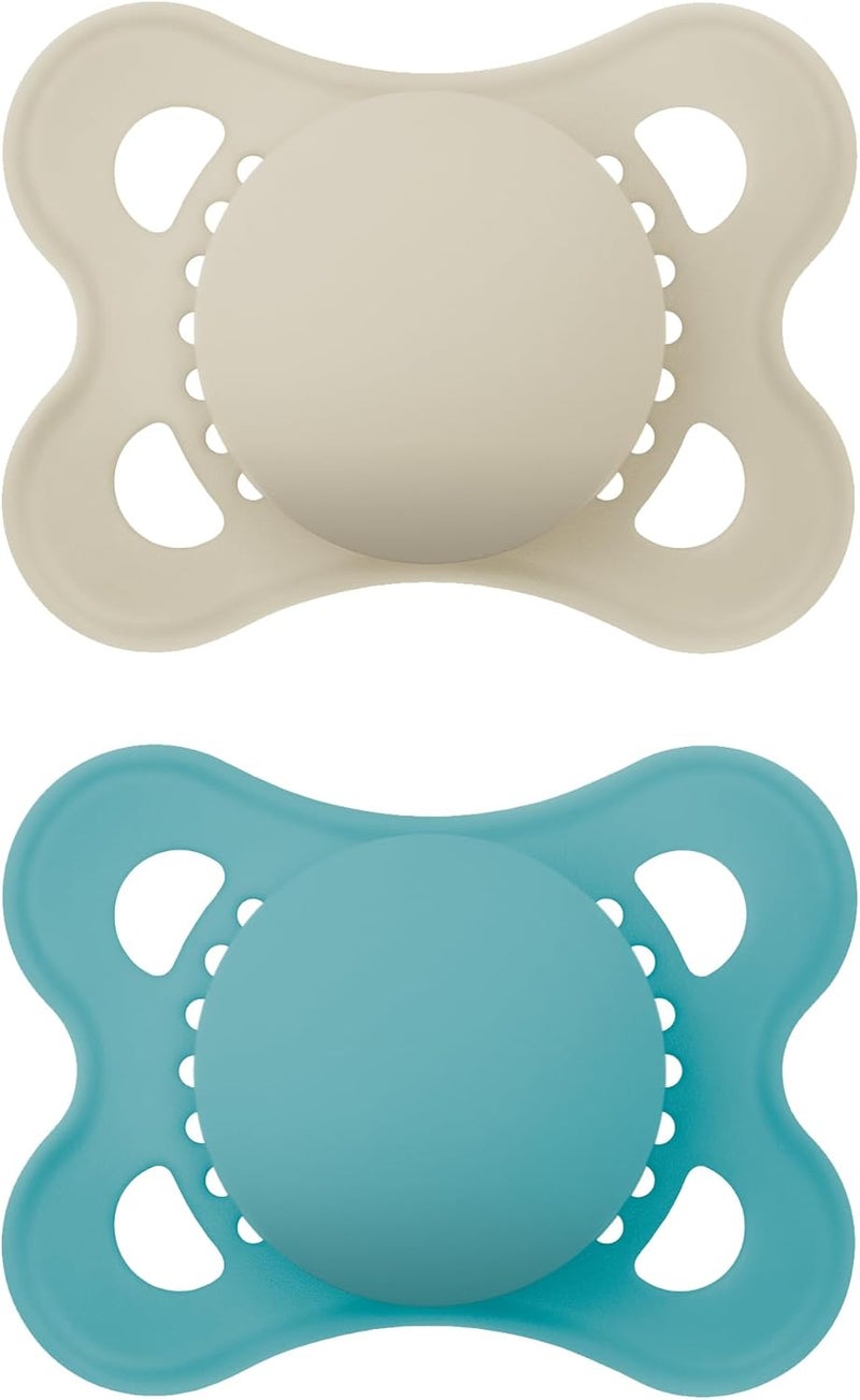 MAM Original Matte Baby Pacifiers, Binky for Boys 0-6 Months, BPA-Free Silicone Nipple, Easy to Clean, Best for Newborn Babies, Developed with Medical Experts, 2 Count Binkies with Sterilizer Case - Image 1
