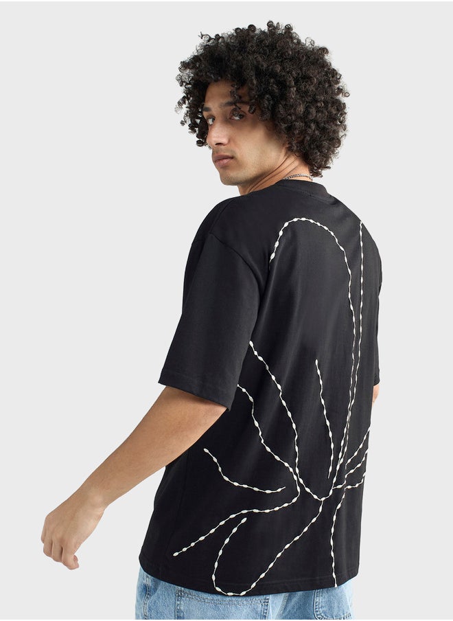 FAV Embroidered Crew Neck T-Shirt With Short Sleeves  - Image 2