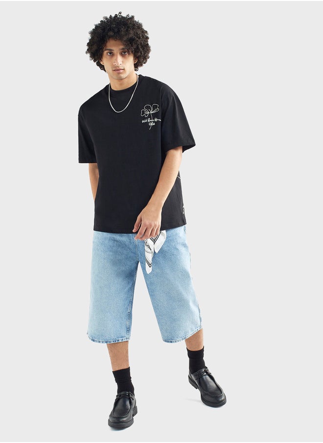 FAV Embroidered Crew Neck T-Shirt With Short Sleeves  - Image 4
