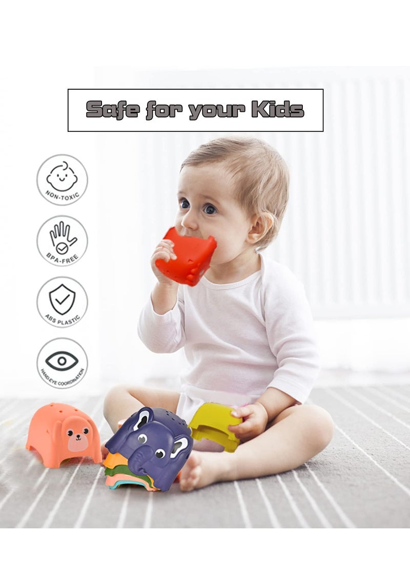 SYOSI Animal Stacking Count Stacking Cups Bath Toddlers Toys - Educational Montessori  Learning Toys for Boys  Girls 1-3 8PCS Nesting Cups Set for Indoor Outdoor Bathtub Beach  - Image 3