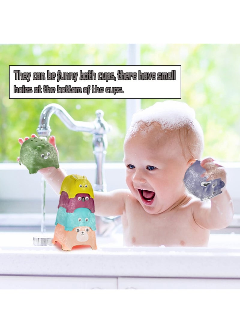 SYOSI Animal Stacking Count Stacking Cups Bath Toddlers Toys - Educational Montessori  Learning Toys for Boys  Girls 1-3 8PCS Nesting Cups Set for Indoor Outdoor Bathtub Beach  - Image 4