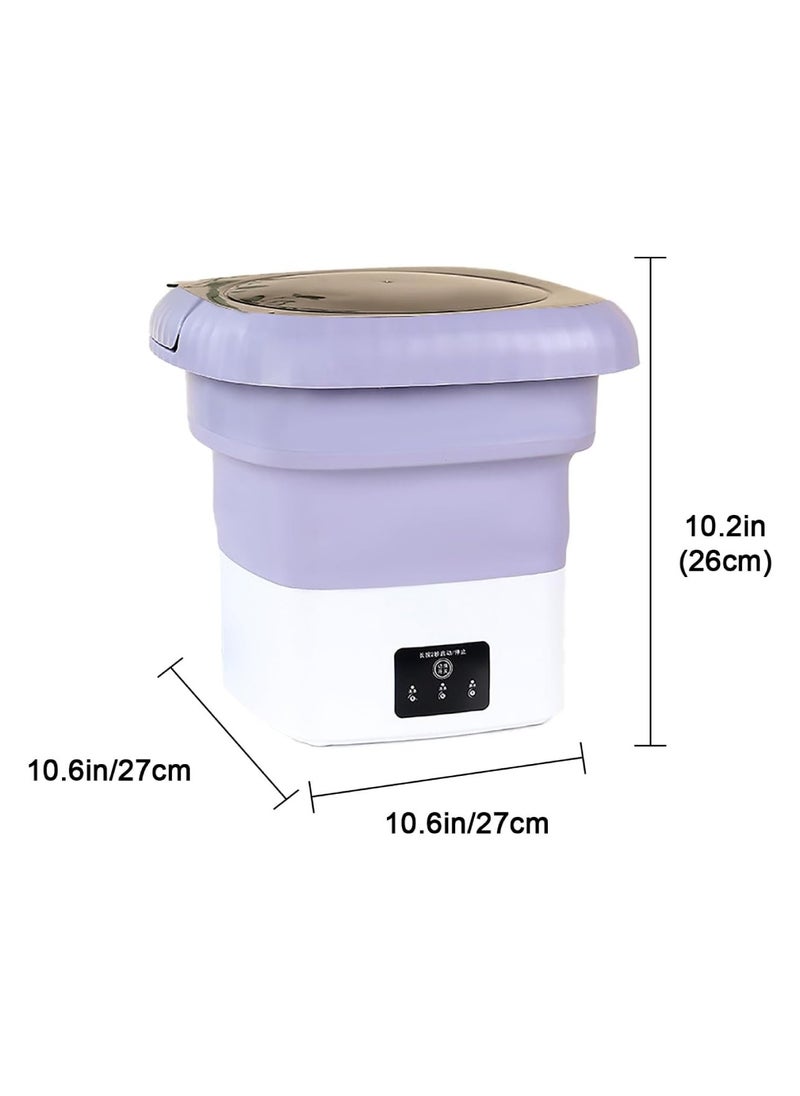 DIGI CORE Folding Washing Machine Mini Automatic Clothes Washing Machine Portable Lightweight Automatic Washing Machine With Detachable Drain Basket 6 Liter Portable Washer Spin Dryer With 3 Adjustable Modes Purple  - Image 2