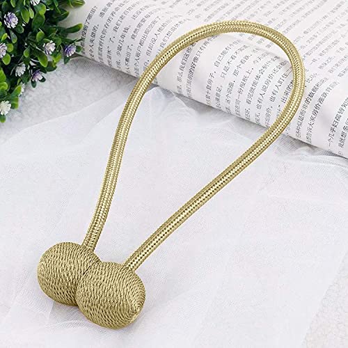 Home-Cloud Home Cloud Magnetic Curtain Tiebacks Curtain Drape Holdbacks Clips Rope Holder Buckles for Home Bedroom Office (1 Pair 2pcs, Gold) - Image 2