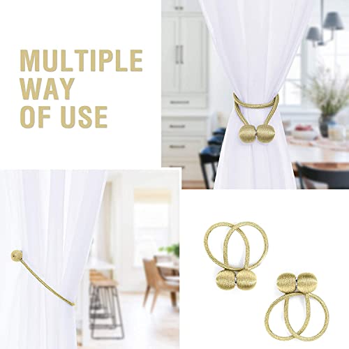 Home-Cloud Home Cloud Magnetic Curtain Tiebacks Curtain Drape Holdbacks Clips Rope Holder Buckles for Home Bedroom Office (1 Pair 2pcs, Gold) - Image 4